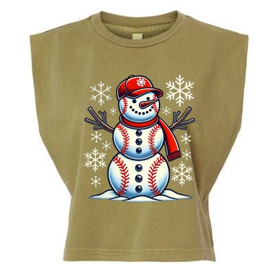 Christmas Baseball Snowman Baseball Christmas Garment-Dyed Women's Muscle Tee