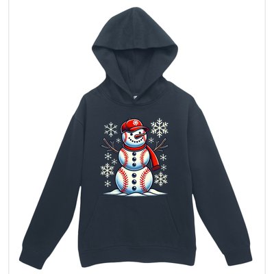 Christmas Baseball Snowman Baseball Christmas Urban Pullover Hoodie