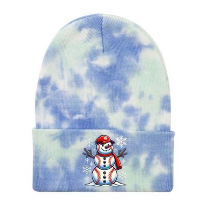 Christmas Baseball Snowman Baseball Christmas Tie Dye 12in Knit Beanie