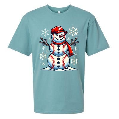 Christmas Baseball Snowman Baseball Christmas Sueded Cloud Jersey T-Shirt