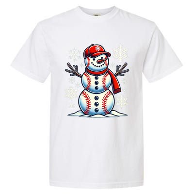 Christmas Baseball Snowman Baseball Christmas Garment-Dyed Heavyweight T-Shirt