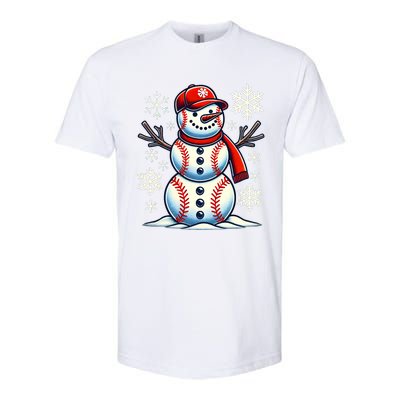 Christmas Baseball Snowman Baseball Christmas Softstyle CVC T-Shirt