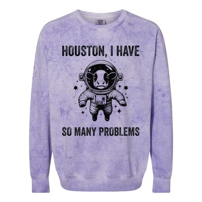 Cow Breeder Space Houston Problem Devon Cattle Colorblast Crewneck Sweatshirt