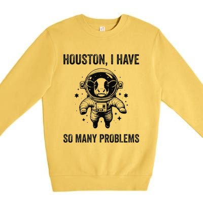 Cow Breeder Space Houston Problem Devon Cattle Premium Crewneck Sweatshirt