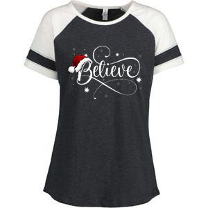 Christmas Believe Santa Claus Believe Christmas Enza Ladies Jersey Colorblock Tee