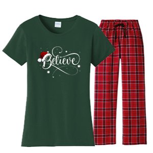 Christmas Believe Santa Claus Believe Christmas Women's Flannel Pajama Set