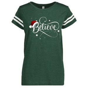 Christmas Believe Santa Claus Believe Christmas Enza Ladies Jersey Football T-Shirt