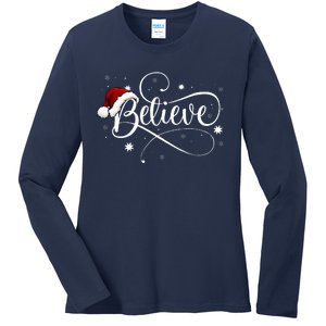 Christmas Believe Santa Claus Believe Christmas Ladies Long Sleeve Shirt