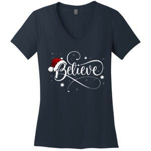 Christmas Believe Santa Claus Believe Christmas Women's V-Neck T-Shirt