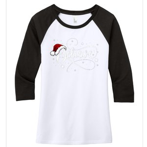 Christmas Believe Santa Claus Believe Christmas Women's Tri-Blend 3/4-Sleeve Raglan Shirt