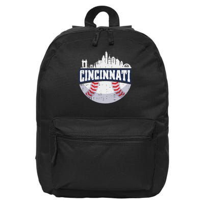 Cincinnati Baseball Skyline Ohio Baseball Player Gift 16 in Basic Backpack