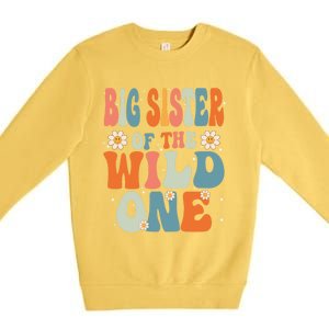 Cute Big Sister Of The Wild One Birthday Family Matching Gift Premium Crewneck Sweatshirt