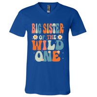 Cute Big Sister Of The Wild One Birthday Family Matching Gift V-Neck T-Shirt