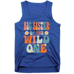 Cute Big Sister Of The Wild One Birthday Family Matching Gift Tank Top