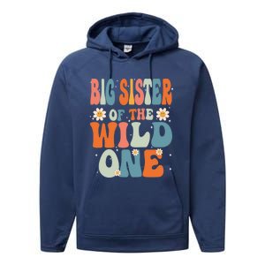 Cute Big Sister Of The Wild One Birthday Family Matching Gift Performance Fleece Hoodie