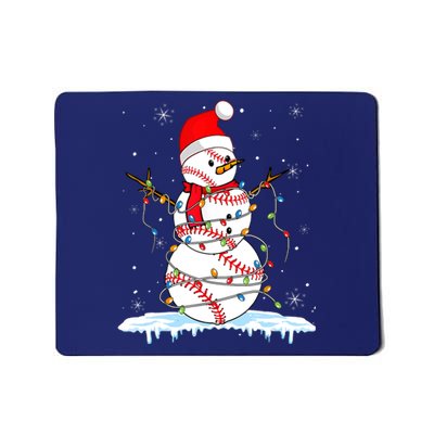 Christmas Baseball Snowman Santa Xmas Lights For Boys Mousepad