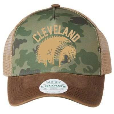 Cleveland Baseball Skyline Ohio Player Coach Fan Legacy Tie Dye Trucker Hat