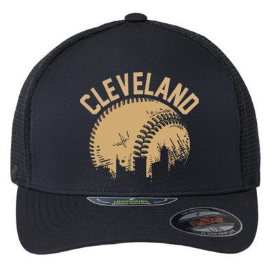 Cleveland Baseball Skyline Ohio Player Coach Fan Flexfit Unipanel Trucker Cap