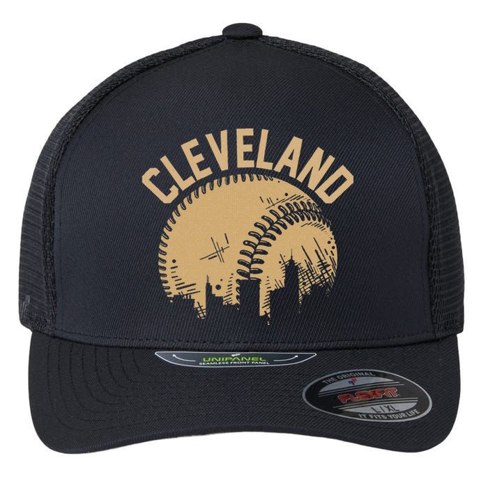 Cleveland Baseball Skyline Ohio Player Coach Fan Flexfit Unipanel Trucker Cap