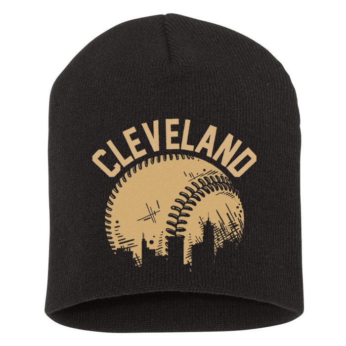 Cleveland Baseball Skyline Ohio Player Coach Fan Short Acrylic Beanie