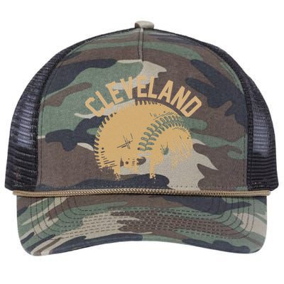 Cleveland Baseball Skyline Ohio Player Coach Fan Retro Rope Trucker Hat Cap