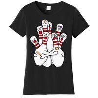 Cartoon Bowling Scared Bowling Pins Funny Sport Bowler Women's T-Shirt