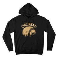 Cincinnati Baseball Skyline Ohio Player Coach Fan Hoodie