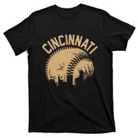 Cincinnati Baseball Skyline Ohio Player Coach Fan T-Shirt