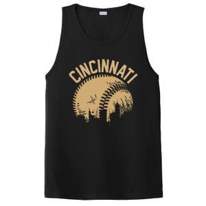 Cincinnati Baseball Skyline Ohio Player Coach Fan PosiCharge Competitor Tank