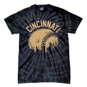 Cincinnati Baseball Skyline Ohio Player Coach Fan Tie-Dye T-Shirt