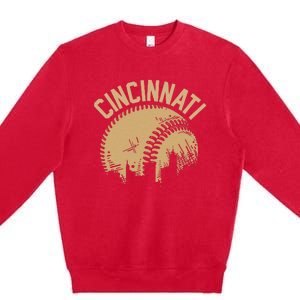 Cincinnati Baseball Skyline Ohio Player Coach Fan Premium Crewneck Sweatshirt