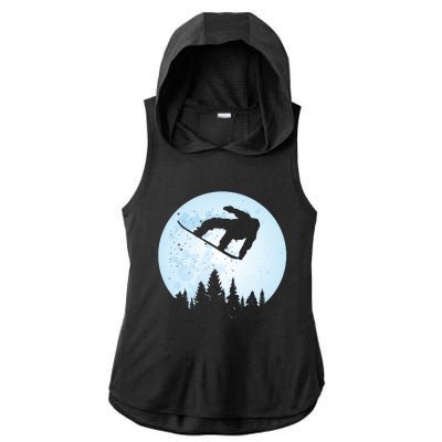 Cute Bigfoot Skiing Gift Ladies PosiCharge Tri-Blend Wicking Draft Hoodie Tank