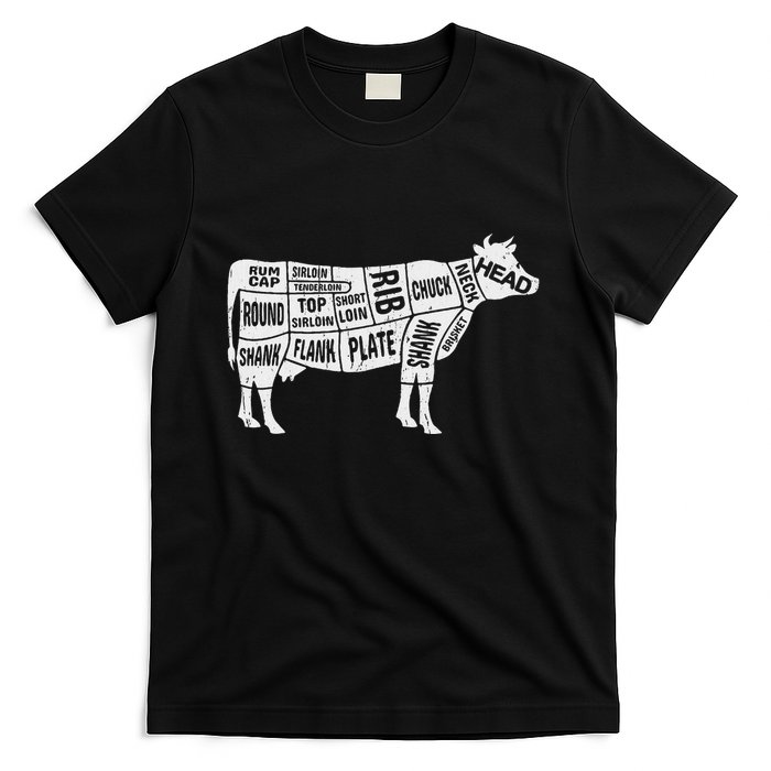 Cow Butcher S Beef Cuts Diagram Bbq Meat Cuts T-Shirt