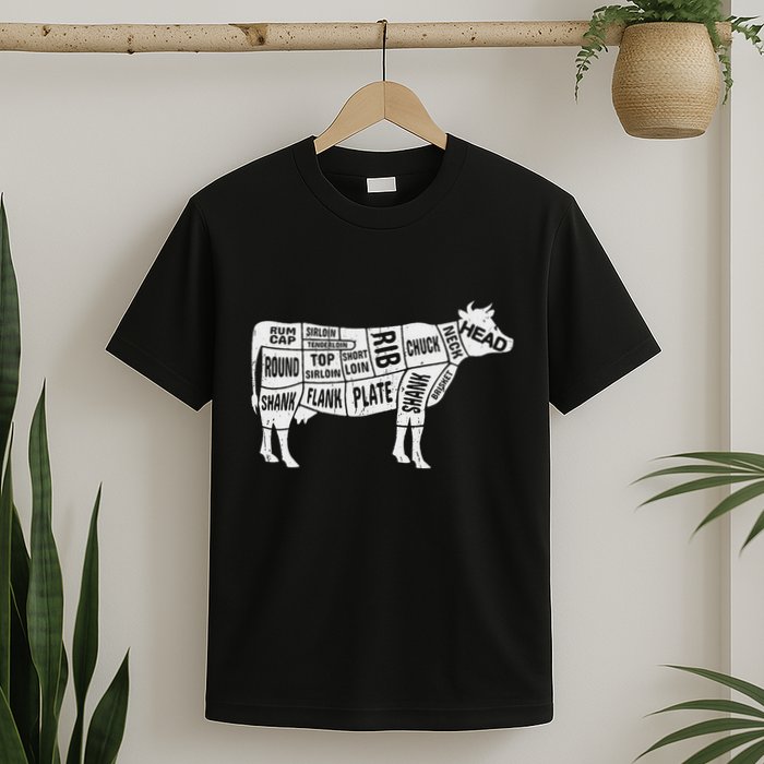 Cow Butcher S Beef Cuts Diagram Bbq Meat Cuts T-Shirt