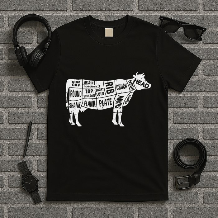Cow Butcher S Beef Cuts Diagram Bbq Meat Cuts T-Shirt