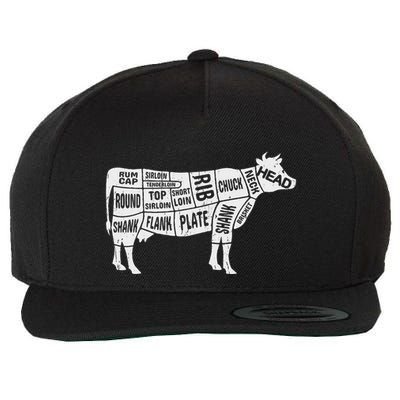 Cow Butcher S Beef Cuts Diagram Bbq Meat Cuts Wool Snapback Cap