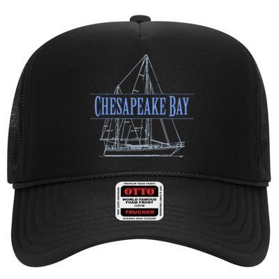 Chesapeake Bay Sailing Souvenir High Crown Mesh Back Trucker Hat