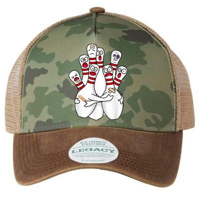 Cartoon Bowling Scared Bowling Pins Funny Sport Bowler Legacy Tie Dye Trucker Hat
