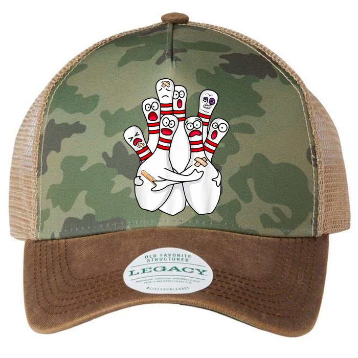 Cartoon Bowling Scared Bowling Pins Funny Sport Bowler Legacy Tie Dye Trucker Hat
