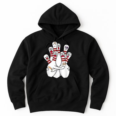 Cartoon Bowling Scared Bowling Pins Funny Sport Bowler Hoodie