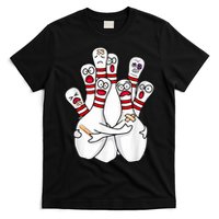 Cartoon Bowling Scared Bowling Pins Funny Sport Bowler T-Shirt