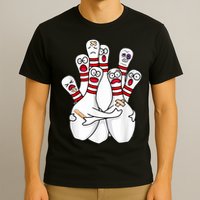 Cartoon Bowling Scared Bowling Pins Funny Sport Bowler T-Shirt