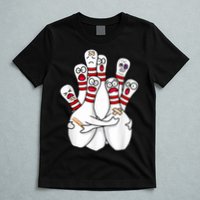 Cartoon Bowling Scared Bowling Pins Funny Sport Bowler T-Shirt
