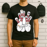 Cartoon Bowling Scared Bowling Pins Funny Sport Bowler T-Shirt