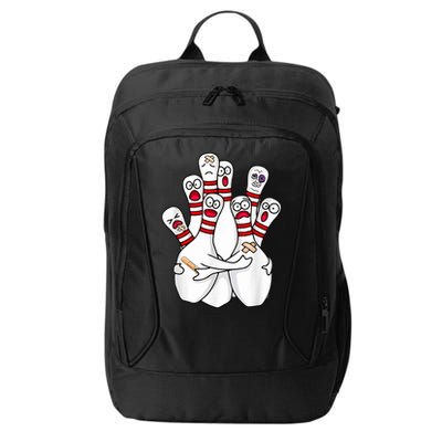 Cartoon Bowling Scared Bowling Pins Funny Sport Bowler City Backpack