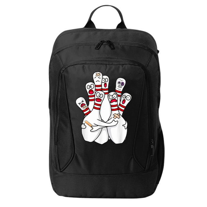 Cartoon Bowling Scared Bowling Pins Funny Sport Bowler City Backpack