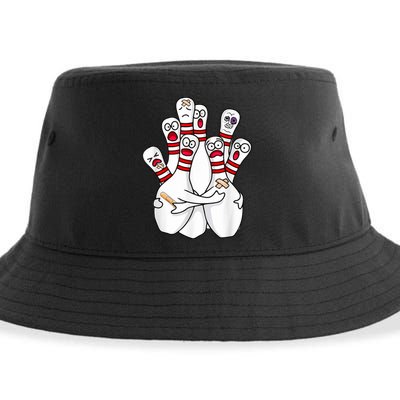 Cartoon Bowling Scared Bowling Pins Funny Sport Bowler Sustainable Bucket Hat