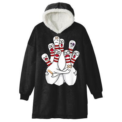 Cartoon Bowling Scared Bowling Pins Funny Sport Bowler Hooded Wearable Blanket