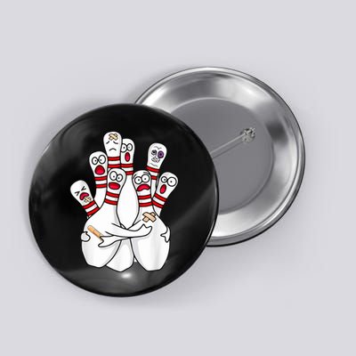 Cartoon Bowling Scared Bowling Pins Funny Sport Bowler Button