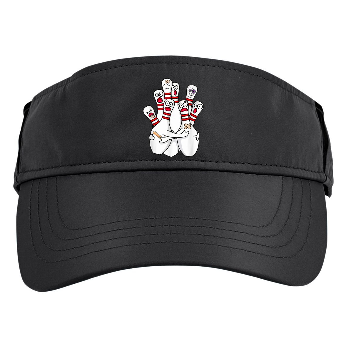 Cartoon Bowling Scared Bowling Pins Funny Sport Bowler Adult Drive Performance Visor